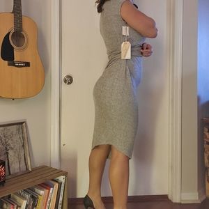 Grey fitted midi dress